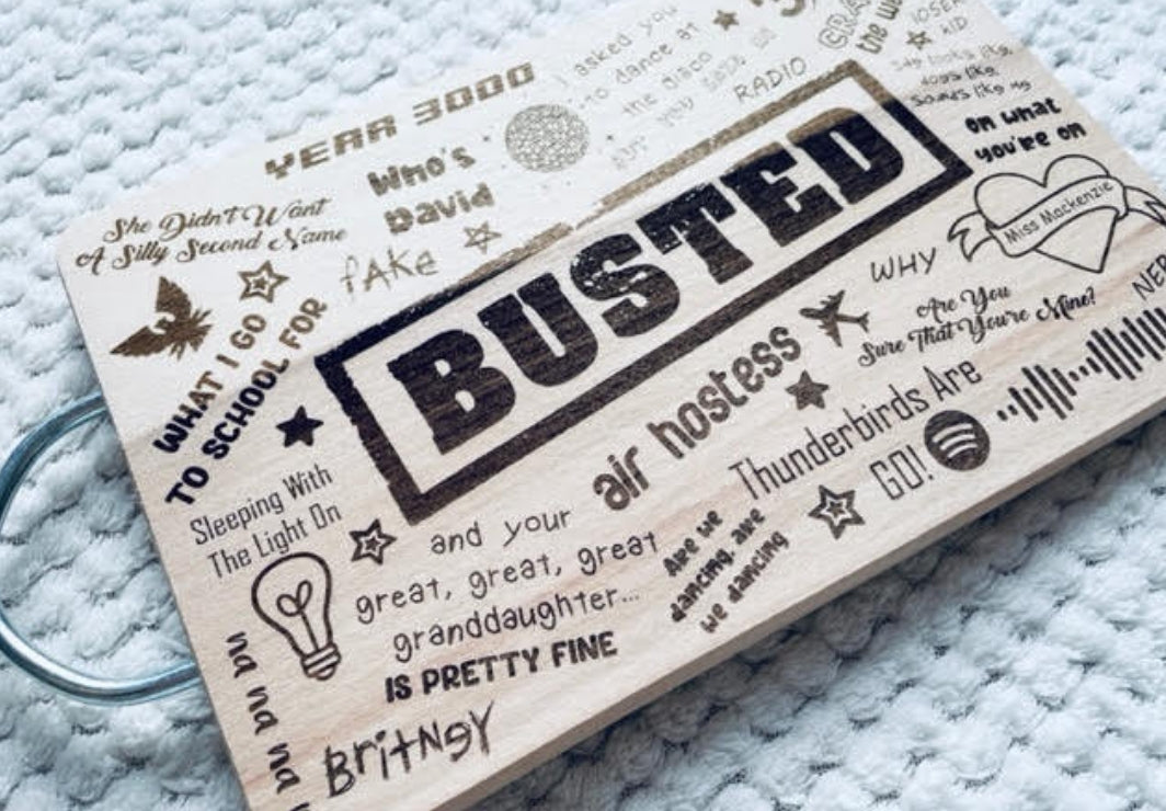 Busted Inspired Lyric Chopping Board