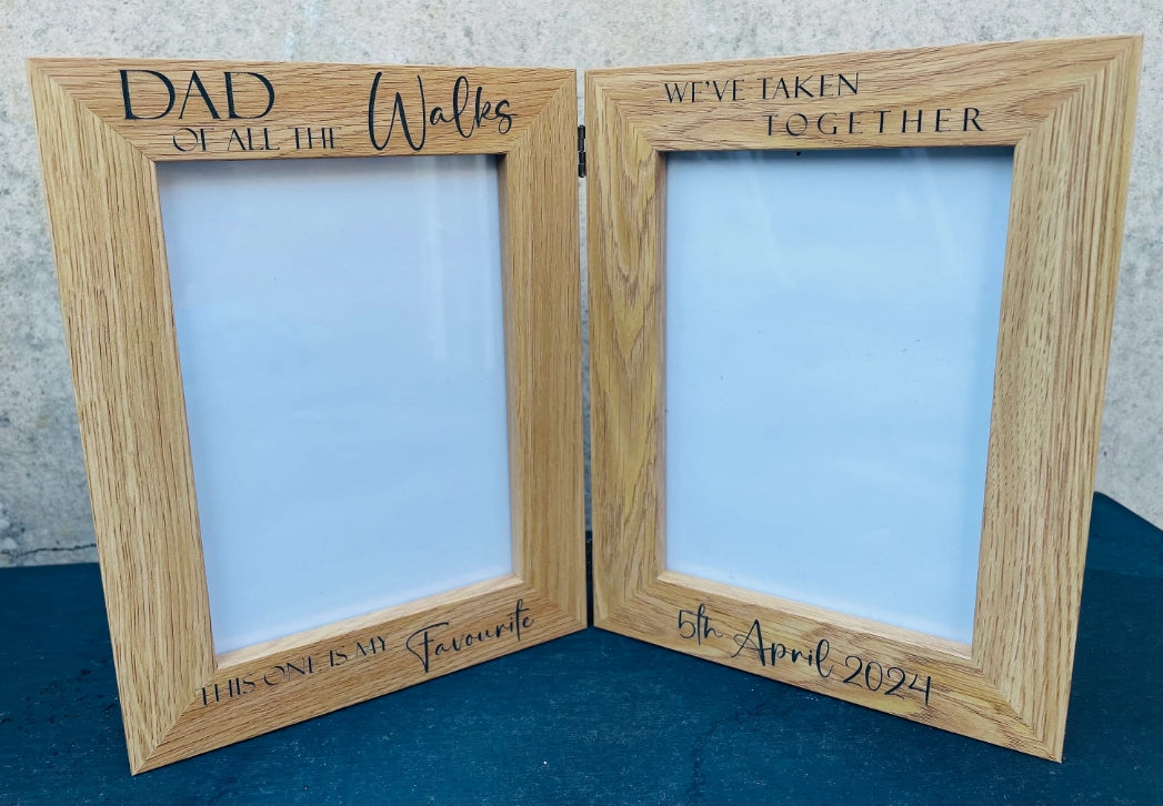 Personalised Wooden Double Free Standing Photo Frame