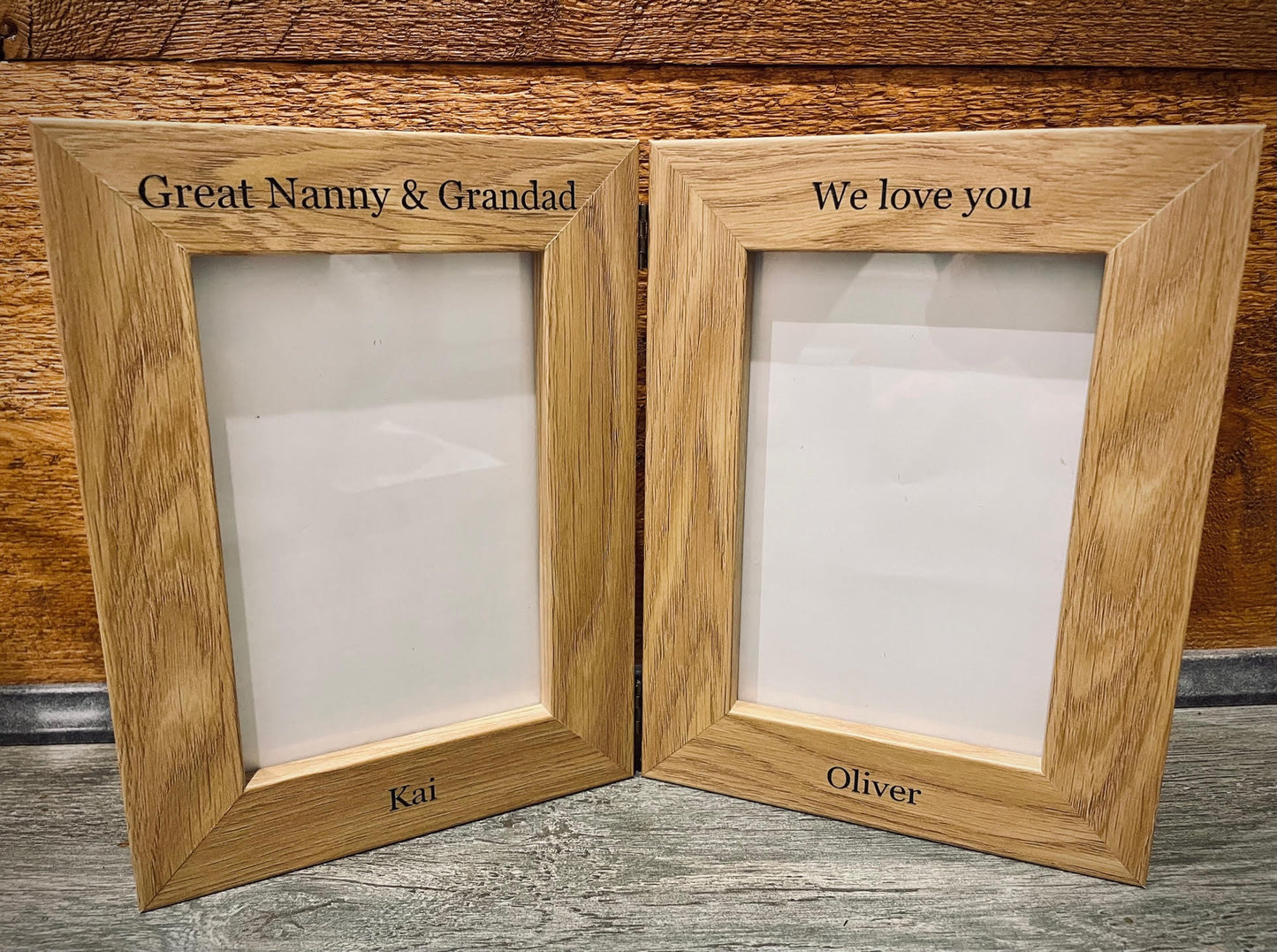 Personalised Wooden Double Free Standing Photo Frame
