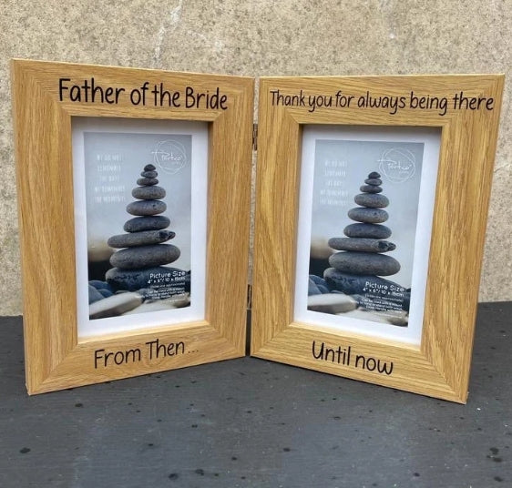 Personalised Wooden Double Free Standing Photo Frame