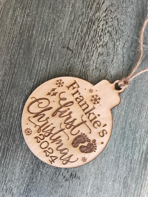 First Christmas Wooden Tree Decoration