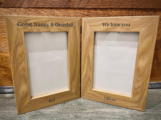 Personalised Wooden Double Free Standing Photo Frame